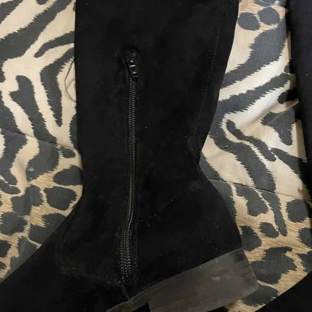 Black Knee High Boots Drawstring Trendy Size‎ 6 Time and Tru